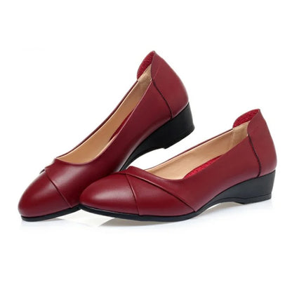 sapatos femininas women cute sweet apricot high quality pointed toe wedge heel shoes lady classic office career work shoes ea175
