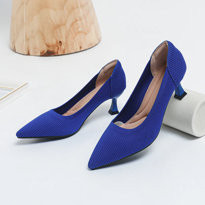Women's High Heels Fashion Pattern Soft Knitted Comfortable Breathable Shoes 2025 New (6cm High)