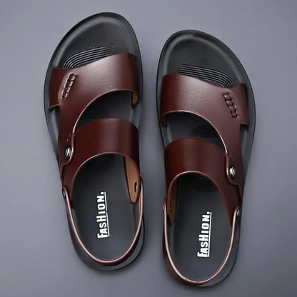 Summer New Shoes for Men Fashion Genuine Leather Sandals Cow Leather Casual Slipper Man Cool Beach Shoes