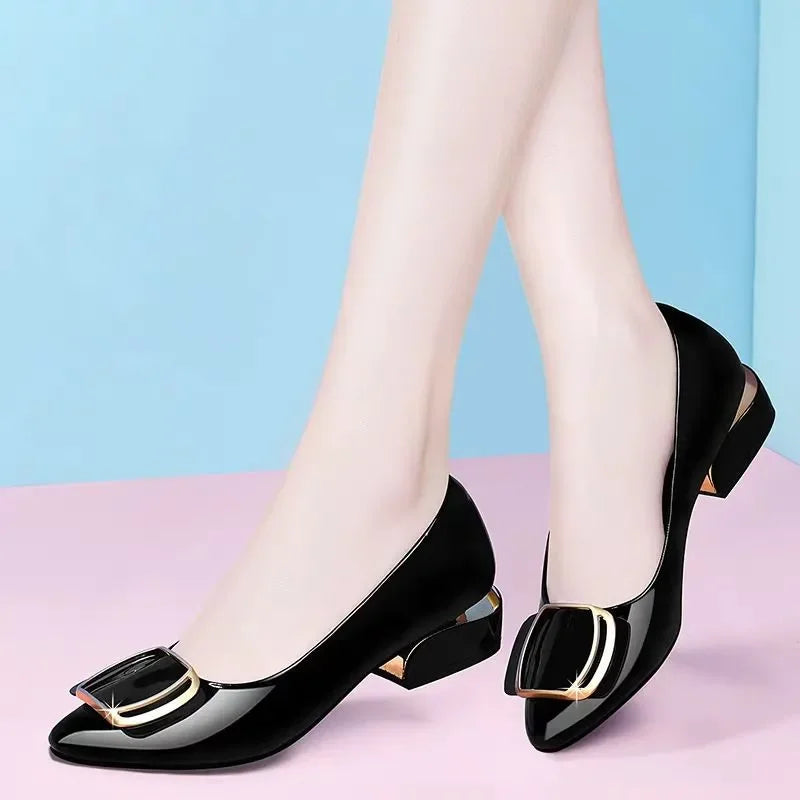 sapatos femininas women light weight elegant sky blue comfort slip on square heel shoes lady cute office career work shoes ea184
