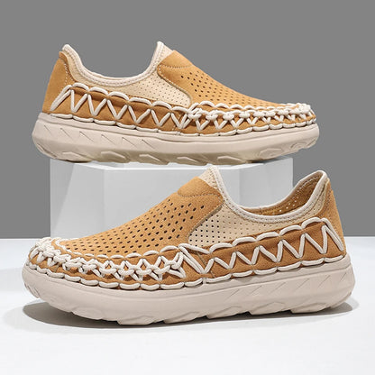 Summer Hand-woven Men's Shoes Fashion Men Casual Shoes Brand Designer Men Sneakers High Quality Outdoor Flats Driving Shoes