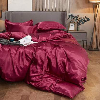 Duvet Cover Set Bed 120/150/180/200 Tencel Silk Bedding Set Black Green White Summer Sheet Luxury Stretch Fitted Sheet 180x200
