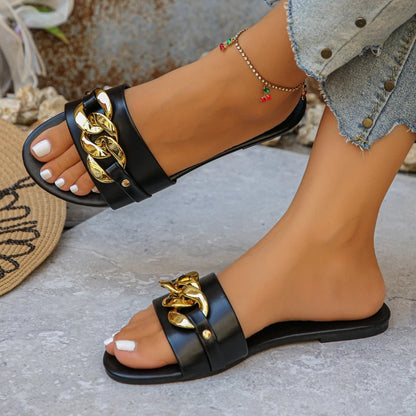 2025 New Summer Women's Slippers Fashion Design Flat Shoes Soft Bottom Anti slip Wear resistant Casual Sandals