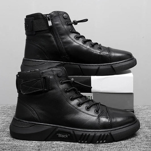 High Quality Mens Boots Luxury Slip-on Shoes for Men Outdoor All-match High-top Hard Wearing Large Size Shoes Sapatos Masculinos
