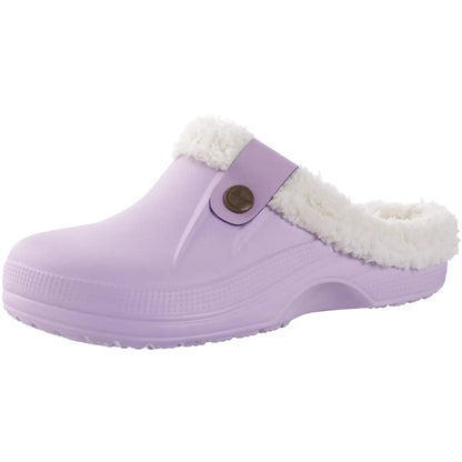CRACOMIN Tamancos Forrados a Pelo Mulher Homem Sapatos de Jardim Impermeáveis Chinelos Felpudos de Inverno Sapatos de Quarto de Pelúcia Tamancos de Pelo Modernos para Exterior