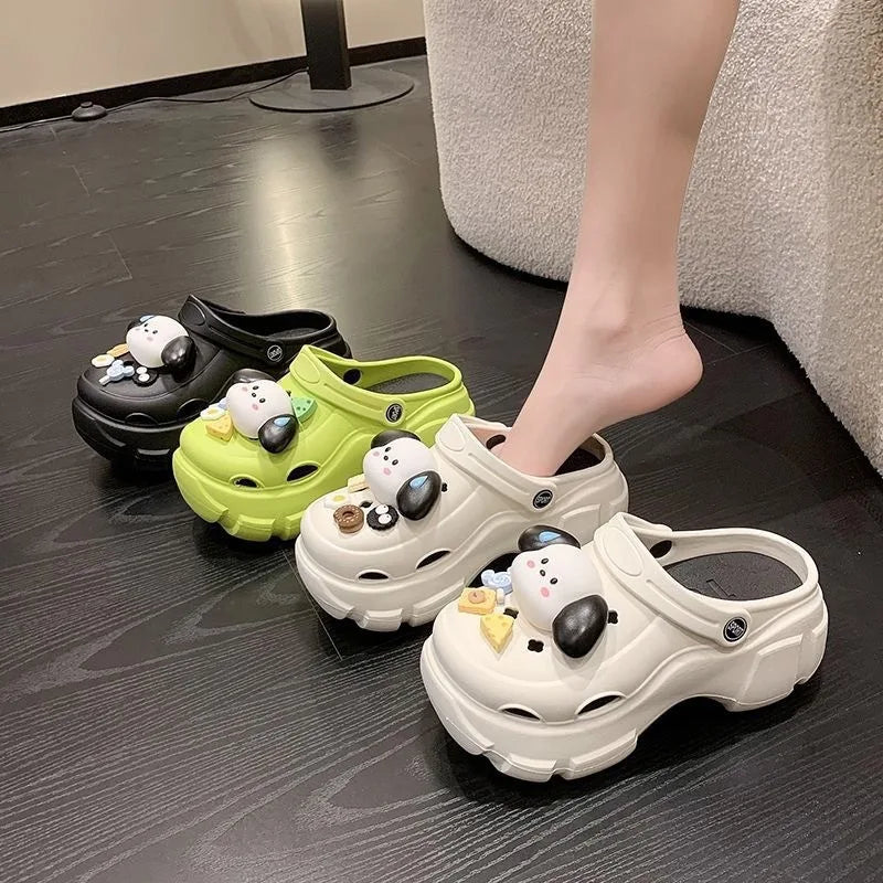 Sanrio Hello Kitty Anime  Slippers Japanese Kawaii Slipper Anti-Slip Beach Pattern Breathable Cartoon Light Rubber Sweet Outdoor