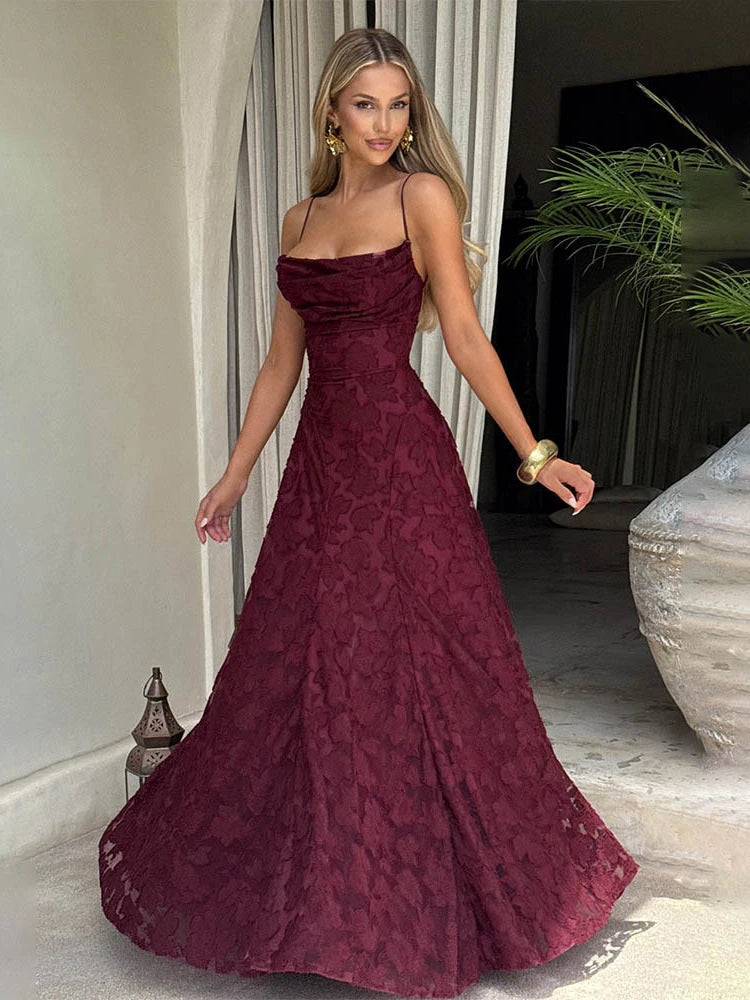 Vestido Maxi Bordado Floral 2026 para Mulher Vestidos de Festa de Verão Vestidos de Formatura Vestidos de Alças sem Costas Estilo Francês Vestido de Noite