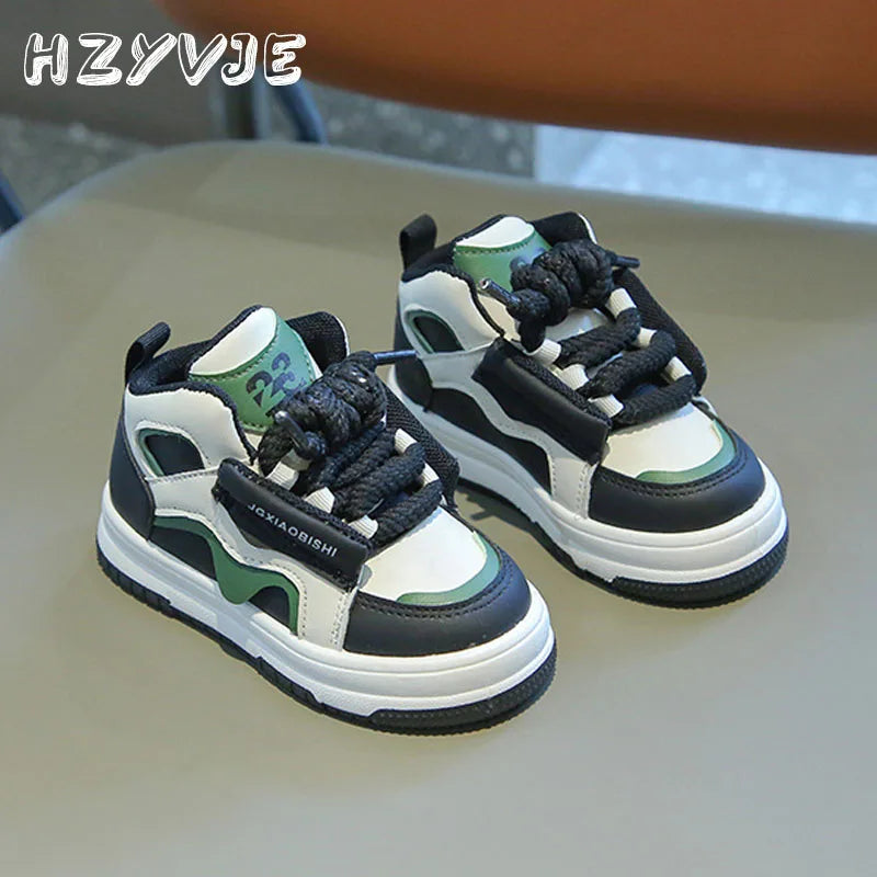Sapatilhas Desportivas Novas de Primavera Outono para Criança, Sapatos de Tabuleiro Casuais para Menino, Sapatos de Corrida Dopamina da Moda de Cano Alto para Menina