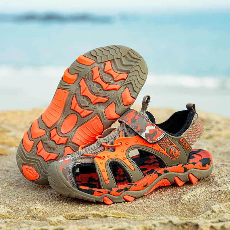 New Style 2026 Summer Children Sandals Fashion Sneakers Lightweight Non-slip Soft Bottom PU Leather Boys Comfortable Shoes