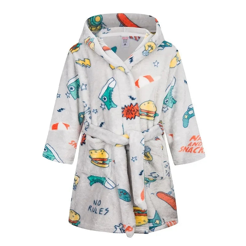 Winter Christmas Bath Robe For Girls Pajamas Animal Hooded Robes Children Dressing Gown Boys Sleepwear Kids Bathrobe 6 8 10 12Y
