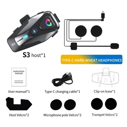 Soman Motorcycle Helmet Headset Bluetooth 5.3 Wireless IPX6 Waterproof Support Connecting 2 Phones Same Time Headphone cascos