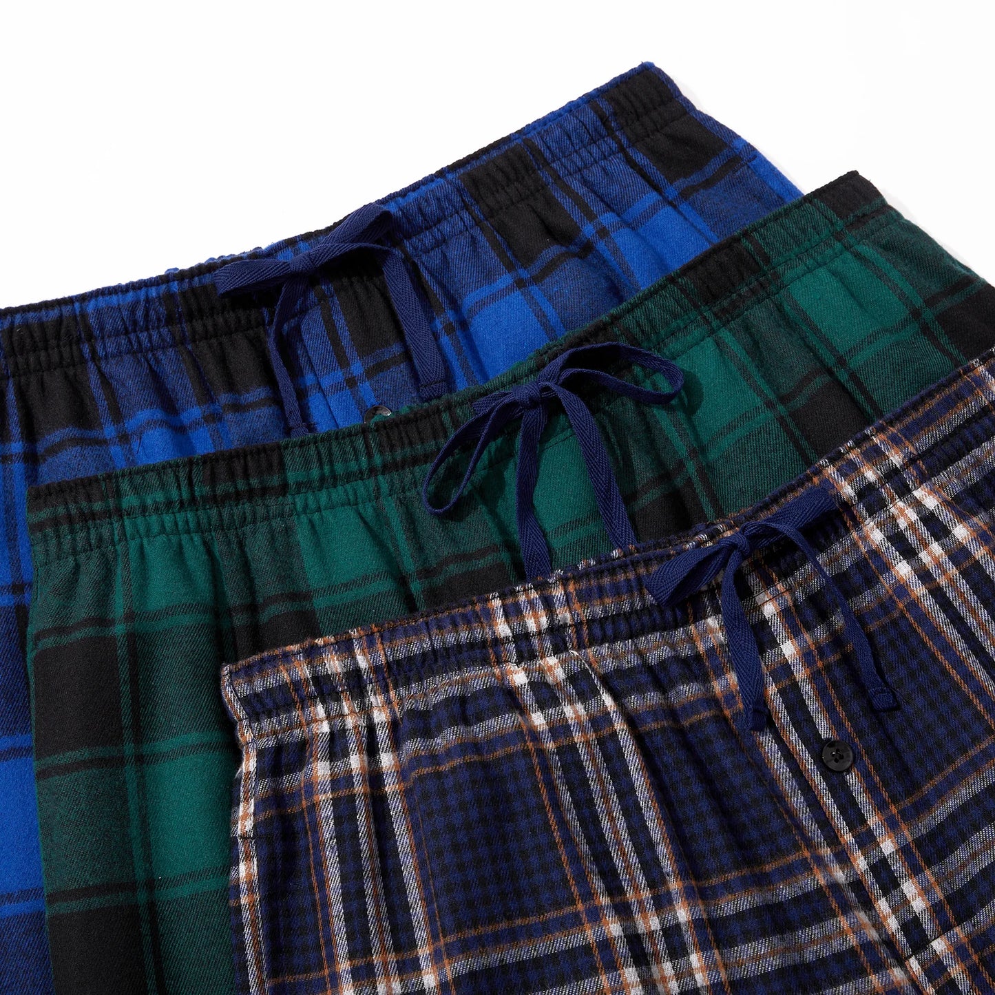 3pcs Men's Pajama Bottoms Autumn/Winter Flannel Plaid Loose Trousers Warm Homewear Pants Male Soft with Pockets Sleepwear
