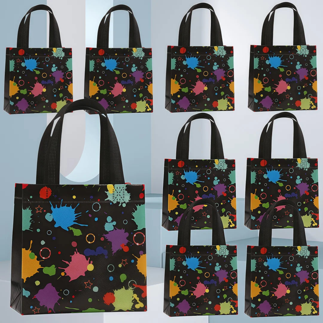 4/10/20 Pieces Colorful  Non-woven Printed Hand-Held Gift Bags Festive Party Packaging Bags Shopping Bags