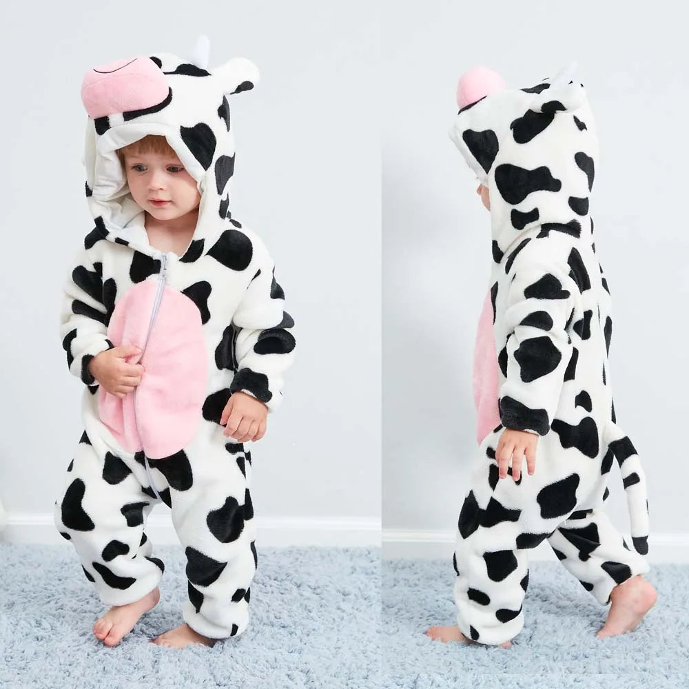 Toddler Boys Girls Kigurumi Pajamas 0-4 Years Children Sleepwear Winter Baby Rompers Infant Flannel Warm Clothes Animal Onesies