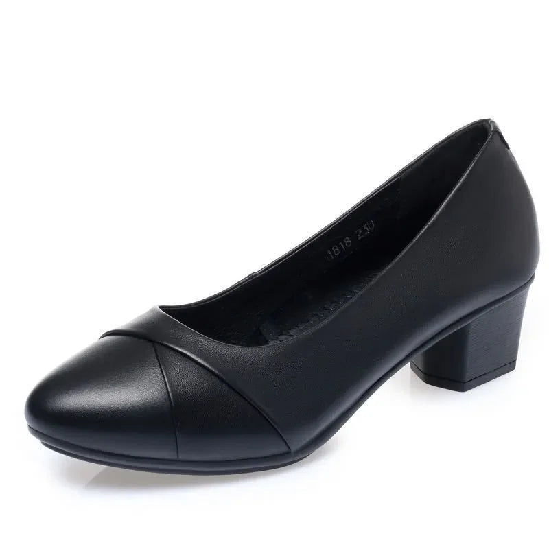 Sapatos de mulher de bico redondo bonitos, para uso diário, calçado preto, sapatos casuais pretos de senhora, de conforto, para escritório, carreira, trabalho, sapatos b411