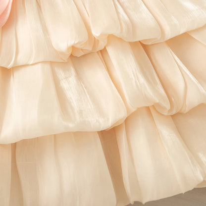 0-2 Years Baby Girl Dress Summer Pink Sweet Bow Suspender Cake Dress for Elegant Girl Party Wedding Dress
