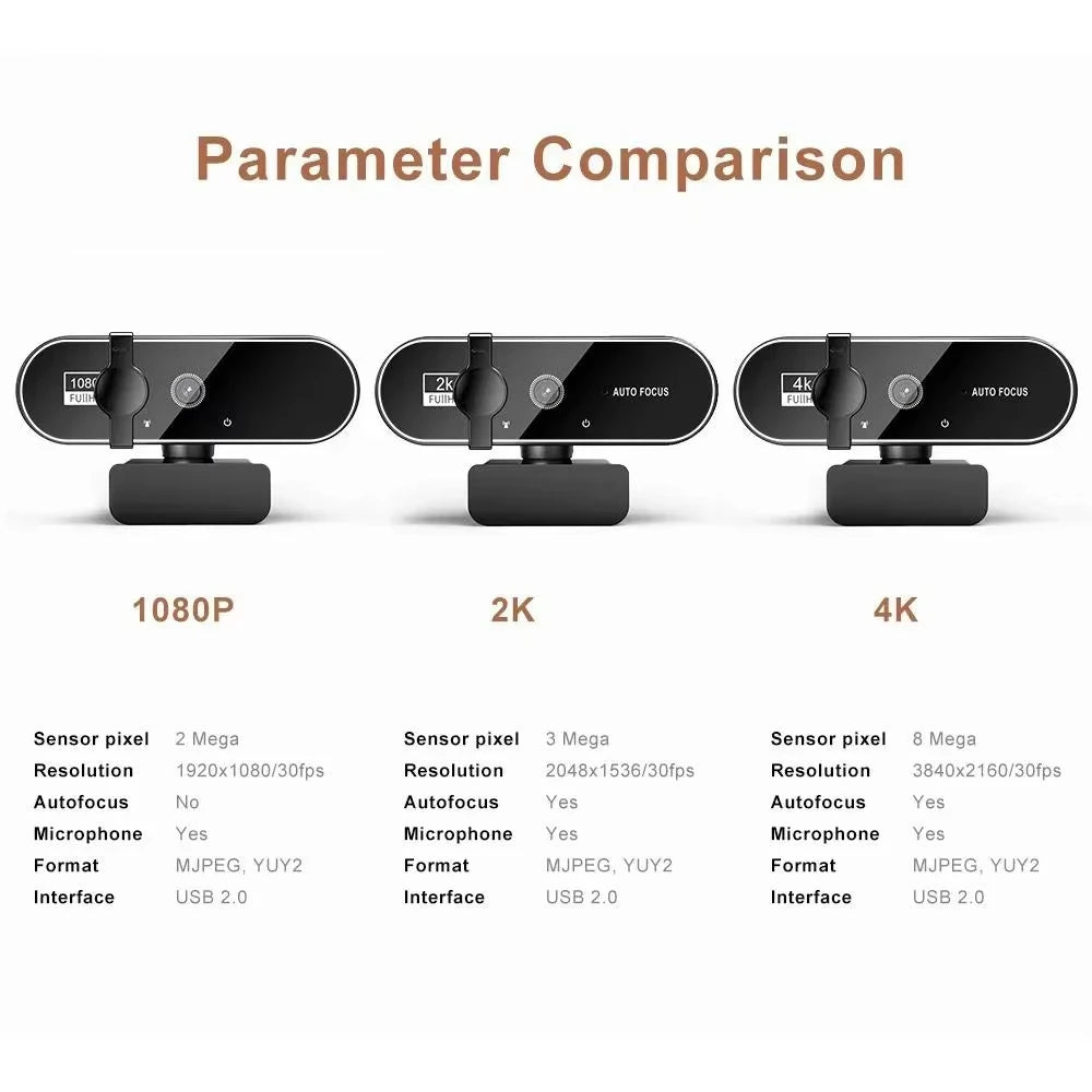 Câmara de Vídeo Webcam 4K 2K Foco Automático Streaming Web Cam Com Microfone Full HD 1080P Webcams para PC Computador Portátil