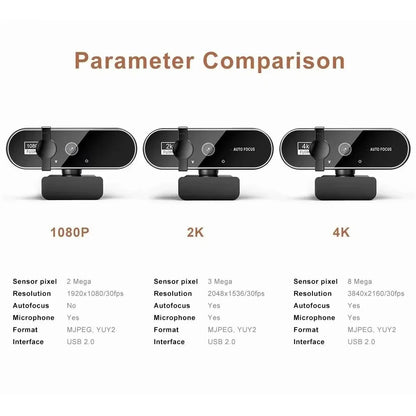 Câmara de Vídeo Webcam 4K 2K Foco Automático Streaming Web Cam Com Microfone Full HD 1080P Webcams para PC Computador Portátil