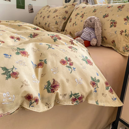 Vintage Floral Duvet Cover Set, 3pcs Botanical Bedding Garden Style Flowers Reversible Comforter Covers Luxury Soft Breathable