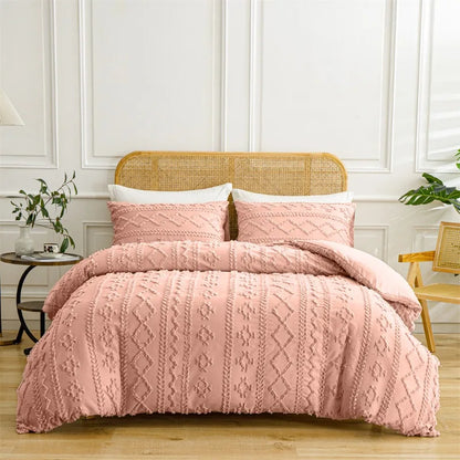 2/3pcs Tufted Beige Duvet Cover Full/Queen/King Size Boho Tufted Microfiber Bedding Set All Seasons for Home Wedding Decoration