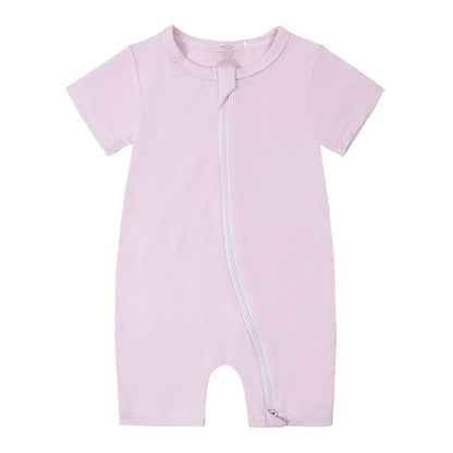 2026 Summer Baby Bamboo Fiber Jumpsuit Short Sleeve Breathable Pajama Baby Girls Boys Sleepwear Newborns Bodysuit