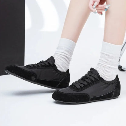 Unique Patchwork Design Sneakers Women Fashion Suede Round Toe Lace Up Derby Shoes Light Soft Sole Casual Shoes Tenis De Mujer