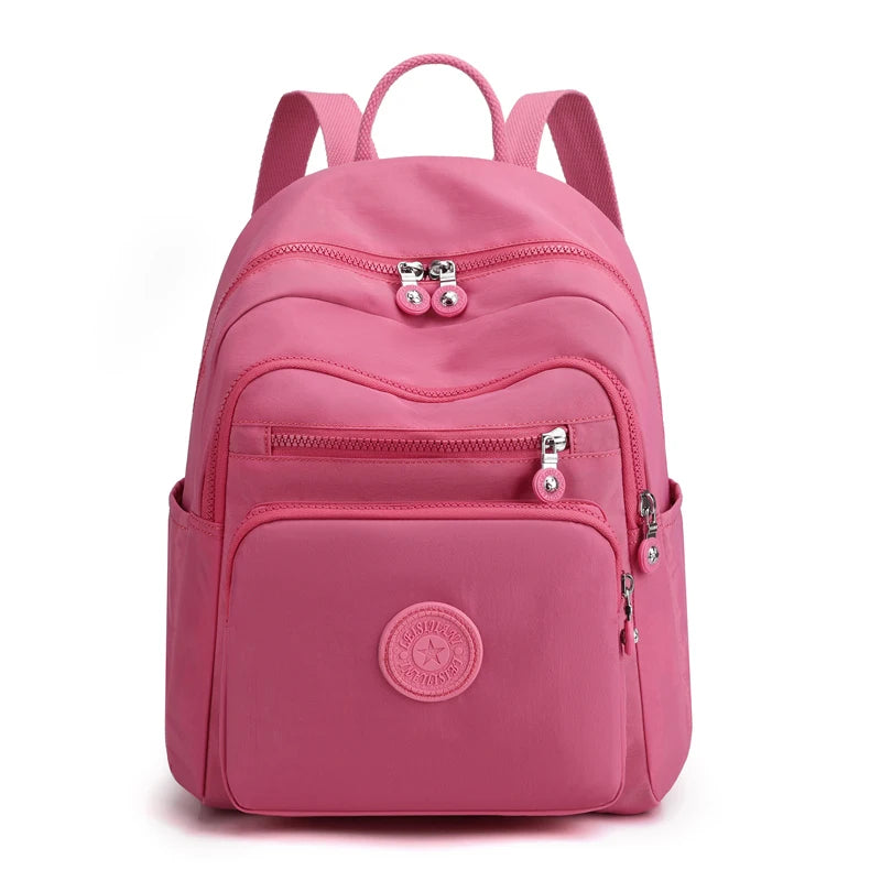Mochila Feminina Pequena Mini Mochila para Adolescente Bolsas Escolares Casuais Nylon Impermeável Bolsa de Peito Feminina
