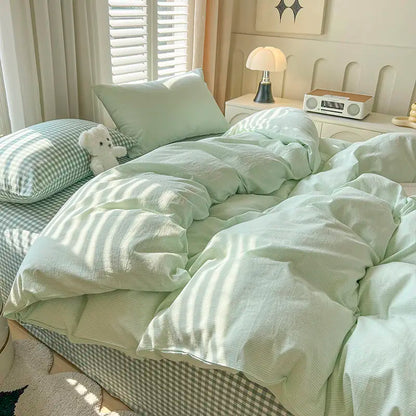 Classic Duvet Cover Set with Pillowcases Flat Sheet Nordic Style No Comforter 2025 New Bedding Kit Double Twin Size Bed Linens