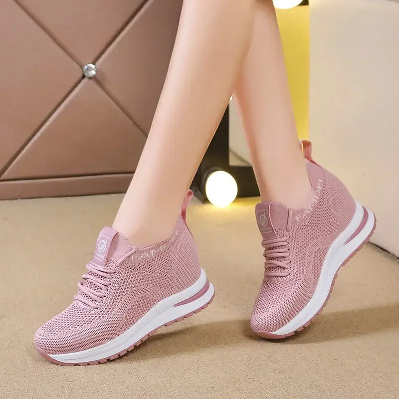 Sapatos Casuais de Primavera Outono 2026 para Mulher Sapatilhas de Plataforma em Malha Respirável da Moda Desporto Feminino Novas Sapatilhas de Designer Tenis De Mujer