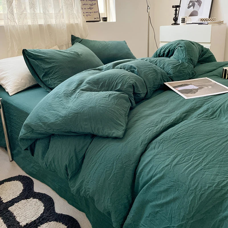 Fashion Dark Gray Duvet Cover Sets Brushed Quilt Covers Single Double Queen Bedding Sets Pillowcase Boys Solid Comforter Cover