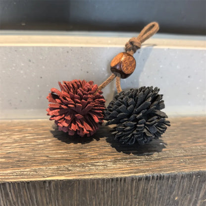 Maillard Flower Pine Cone Pom-Pom Tassel Shoelaces with Wood Beads Kangaroo Charm Unisex Sneaker Accessory 1 PCS