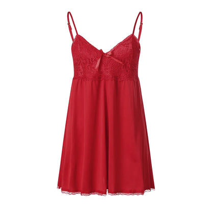 2026 New Sexy Lace Nightgown Womens V Neck Spaghetti Strap Chemise Lingerie Babydoll Sleepwear Mini Dress Nightie Plus Size Hot