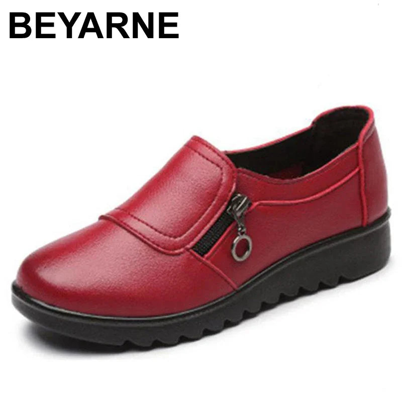 BEYARNE sapatilhas femininas nova coleção, sapatilhas rasas da moda, sapatos de couro genuíno, mocassins femininos, sapatos slip-on sapatos femininos