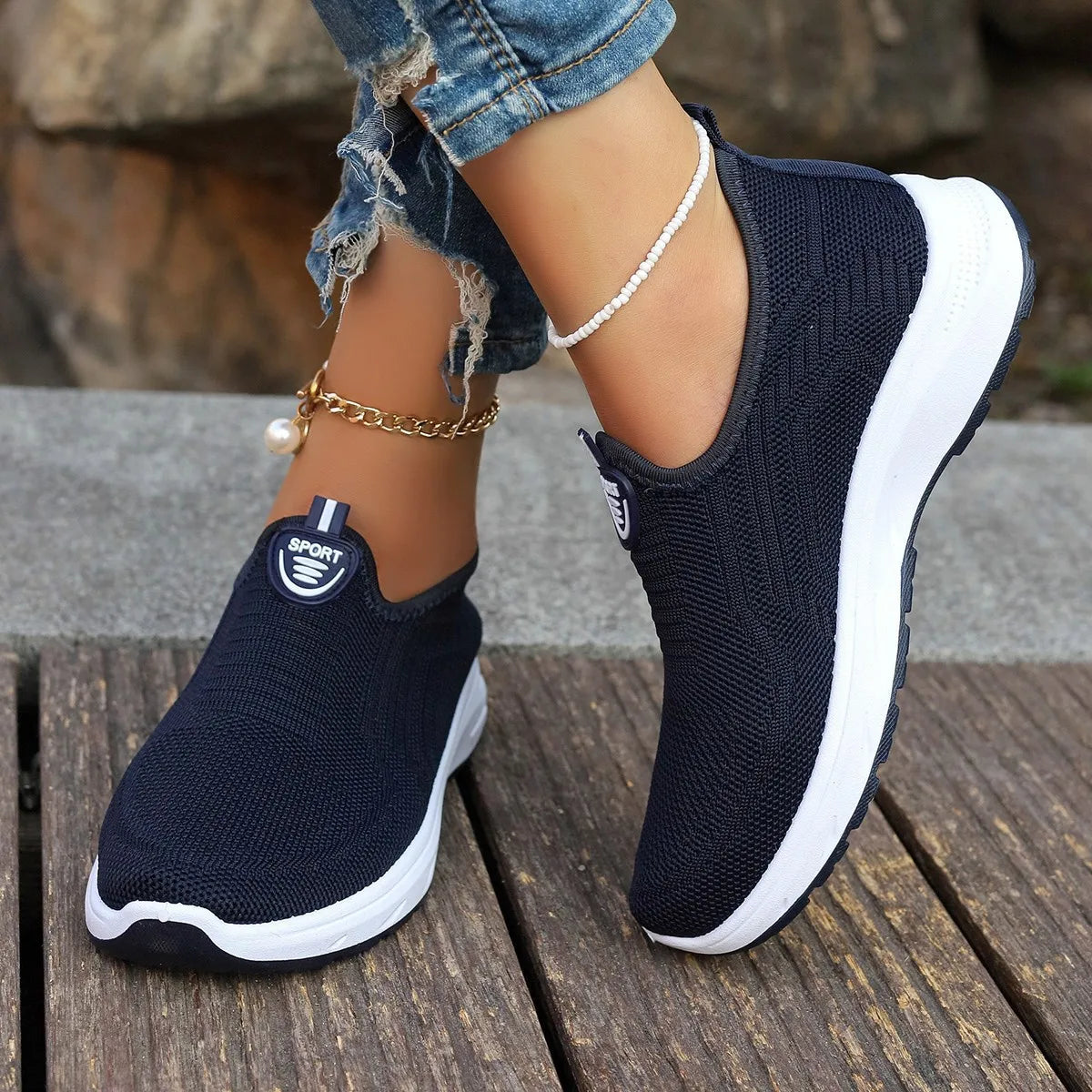 Sapatilhas Slip On para Mulher, Sapatilhas Respiráveis Brancas para Mulher, Sapatilhas Casuais, Sapatilhas Desportivas, Sapatilhas Vulcanizadas Confortáveis para Mulher