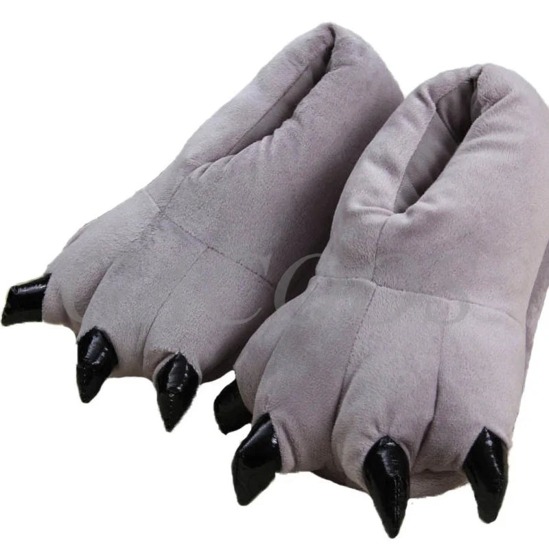 Winter Warm Soft Indoor Floor Slipper Women Men Shoes Paw Funny Animal Christmas Monster Claw Plush Home Onesie Shoes for Couple