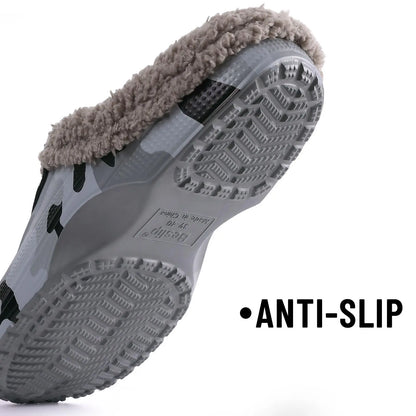 CRACOMIN Tamancos Forrados a Pelo Mulher Homem Sapatos de Jardim Impermeáveis Chinelos Felpudos de Inverno Sapatos de Quarto de Pelúcia Tamancos de Pelo Modernos para Exterior