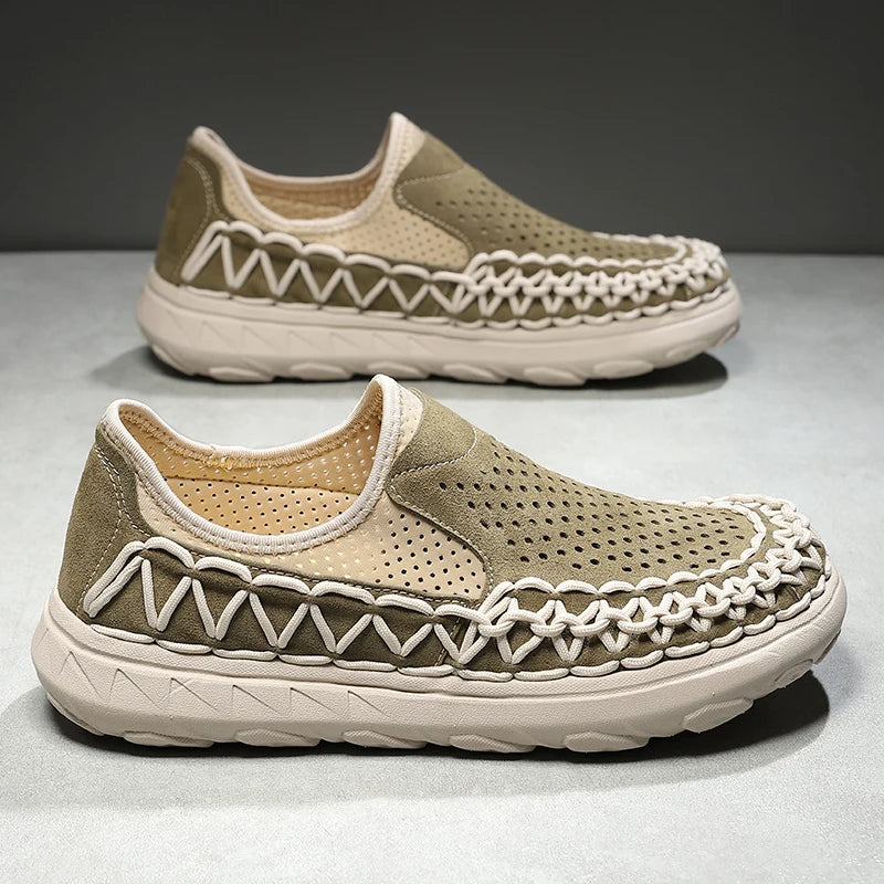 Summer Hand-woven Men's Shoes Fashion Men Casual Shoes Brand Designer Men Sneakers High Quality Outdoor Flats Driving Shoes