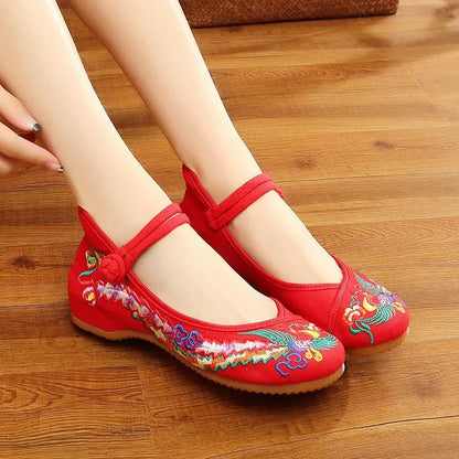 Cresfimix sapatos femininas women classic light weight retro chinese embroidery flat shoes lady casual black comfy shoes ab294