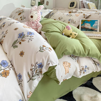 Vintage Floral Duvet Cover Set, 3pcs Botanical Bedding Garden Style Flowers Reversible Comforter Covers Luxury Soft Breathable