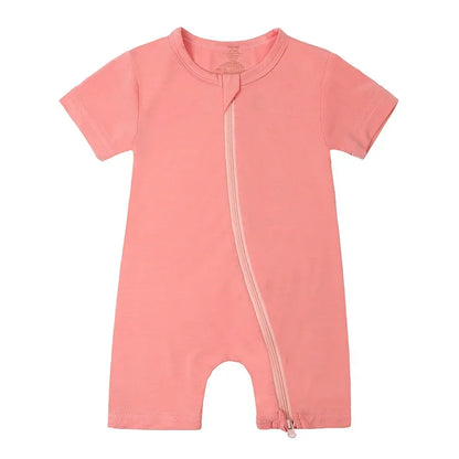 2026 Summer Baby Bamboo Fiber Jumpsuit Short Sleeve Breathable Pajama Baby Girls Boys Sleepwear Newborns Bodysuit