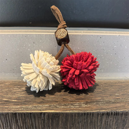 Maillard Flower Pine Cone Pom-Pom Tassel Shoelaces with Wood Beads Kangaroo Charm Unisex Sneaker Accessory 1 PCS