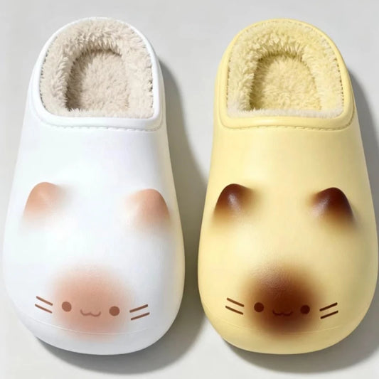 Ultra Light Plush Cotton Slippers Outdoor Home Waterproof Warm Couple Shoes Autumn and Winter Non-slip Bottom Cats Paws Slipper