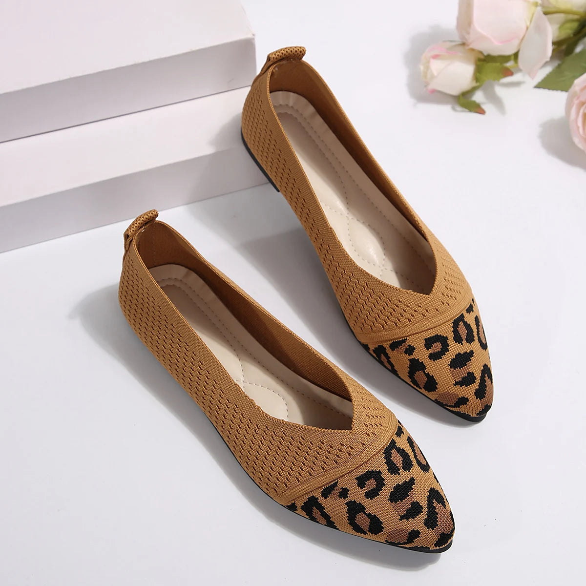 Sapatilhas Bico Fino Sapatos Femininos Confortáveis Sapatos Femininos Moda 2024 Sapatos de Leopardo Zapato Mujer Casual Sapatos Feminino Zapatillas