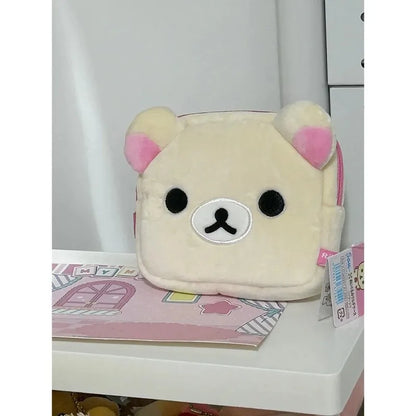Rilakkuma Cute Makeup Organizer Storage Bag Cartoon Bear Plush Kawaii Cosmetic Cosmetic Bags Vanity Beauty Case Cute Pencil Case