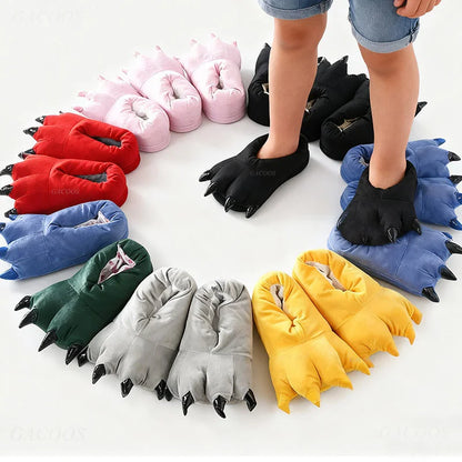 Winter Warm Soft Indoor Floor Slipper Women Men Shoes Paw Funny Animal Christmas Monster Claw Plush Home Onesie Shoes for Couple