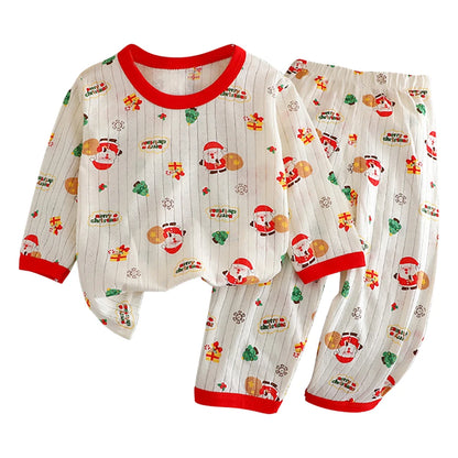Cute and Comfortable Summer Children Home Wear Long Sleeve Pants Set Cotton Baby Sleepwear Air-Conditioned Rooms Pajama Sets