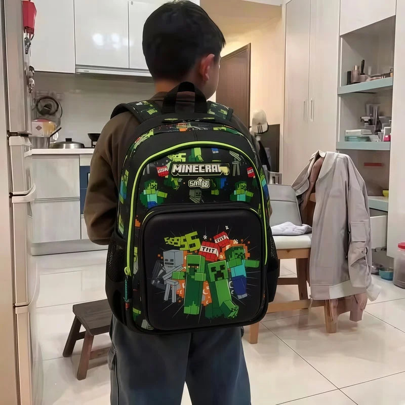 Mochila Escolar Ergonómica Smiggl Minecra Leve Grande Capacidade Respirável de Descompressão para Estudantes