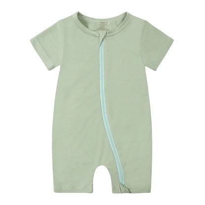 2026 Summer Baby Bamboo Fiber Jumpsuit Short Sleeve Breathable Pajama Baby Girls Boys Sleepwear Newborns Bodysuit