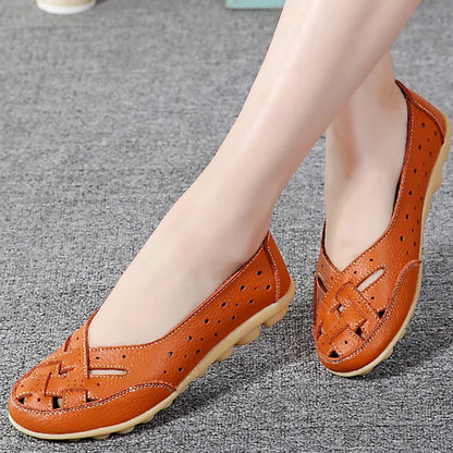 Sapatos Rasos para Mulher 2023 Novos Sapatos de Couro Respiráveis para Mulher Mocassins Sapatos Rasos de Couro Macio Sapatos Casuais Femininos Zapatos Para Mujeres