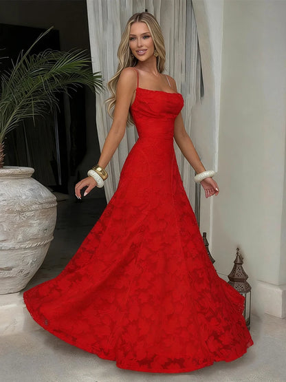 Vestido Maxi Bordado Floral 2026 para Mulher Vestidos de Festa de Verão Vestidos de Formatura Vestidos de Alças sem Costas Estilo Francês Vestido de Noite